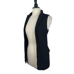 Alexander Wang Size 4 Black Sleeveless Longline Wool Blend Open Front Vest